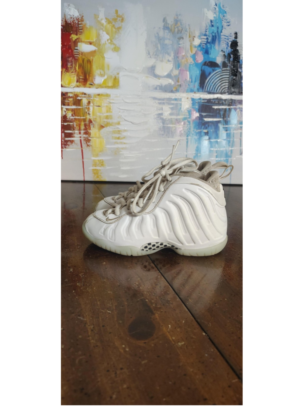 Nike Little Posite One Shoes Kids Size 11C White Foamposite Sneakers HQ1960-100